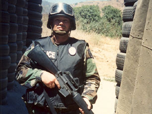 Jim Wagner at a shoot house at Camp Pendleton during Range Safety Officer (RSO) course